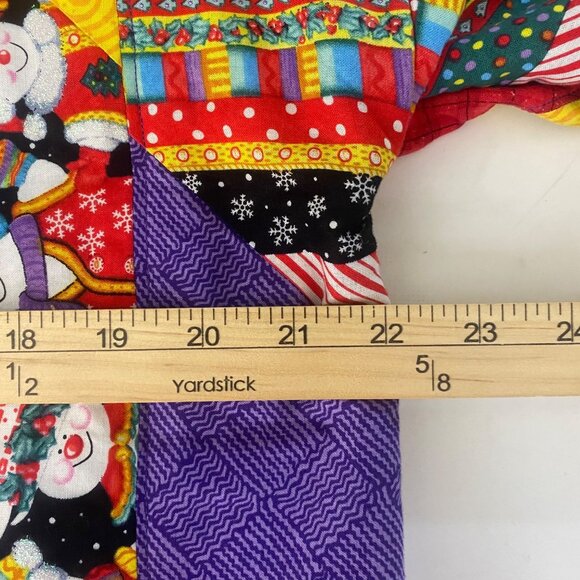 Vintage Handcrafted Patchwork Jacket Womens L Snowman Quilted Holiday Dirty Sant - Picture 8 of 11